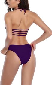 img 1 attached to 👙 SHEKINI Womens Bikini: Cutout Strappy Halter Swimsuit with Padded Cups - Two Piece Bathing Suit