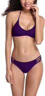 👙 shekini womens bikini: cutout strappy halter swimsuit with padded cups - two piece bathing suit logo