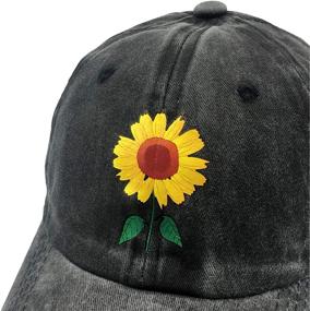 img 3 attached to 🧢 Fashionable Teens Sunflower Baseball Dad Cap - Waldeal Girls' Low Profile Adjustable Hat in Washed Cotton Decal