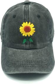 img 2 attached to 🧢 Fashionable Teens Sunflower Baseball Dad Cap - Waldeal Girls' Low Profile Adjustable Hat in Washed Cotton Decal