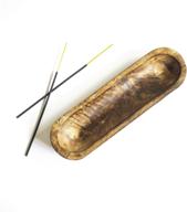 🛶 handmade wooden incense stick holder - krati exports ash catcher boat shaped burner for wiccan or pagan practices - ideal for catching ashes - size: 10 x 3 x 1.5 inch логотип