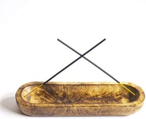 img 1 attached to 🛶 Handmade Wooden Incense Stick Holder - Krati Exports Ash Catcher Boat Shaped Burner for Wiccan or Pagan Practices - Ideal for Catching Ashes - Size: 10 x 3 x 1.5 inch