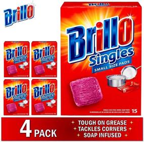 img 1 attached to 🧽 Brillo Steel Wool Soap Pads Singles, Original Scent (Red), 4 Pack - 15ct Bundle