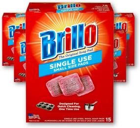 img 2 attached to 🧽 Brillo Steel Wool Soap Pads Singles, Original Scent (Red), 4 Pack - 15ct Bundle