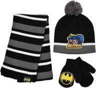 🧣 stay warm in style: dc comics winter hat, scarf, and toddler mitten set - batman cold weather beanie for boys ages 2-4 logo