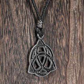 img 1 attached to BlueRica Adjustable Black Cord Necklace with Celtic Trinity Knot Triquetra Pendant