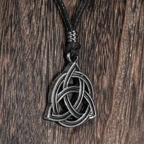 img 2 attached to BlueRica Adjustable Black Cord Necklace with Celtic Trinity Knot Triquetra Pendant