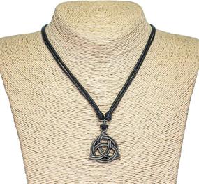 img 3 attached to BlueRica Adjustable Black Cord Necklace with Celtic Trinity Knot Triquetra Pendant