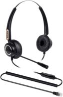 enhanced binaural rj9 headset with noise-canceling mic + extra 2 ear pads + volume control + mute switch - designed for cisco 7942 7971 7960 89xx office ip phones logo