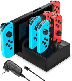 img 4 attached to YCCTEAM 5 in 1 Charging Dock and AC Adapter for Nintendo Switch Console and Joy-Cons - Includes 5FT Cable