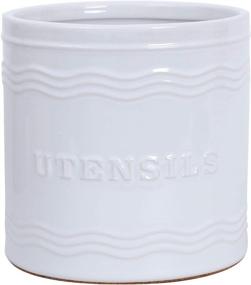 img 4 attached to 🍴 SYNWISH Ceramic Kitchen Utensil Holder: Large Farmhouse Porcelain Crock for Countertop - Anti Slip & Scratch Cork Base, White