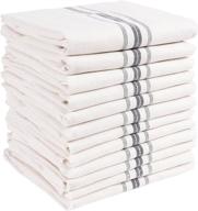 🧺 kaf home classic farmhouse stripe kitchen towels - set of 12, 15x25 inches - 100% pure cotton dish towels - ideal bar towel dish cloths for cooking, cleaning, and dining - charcoal logo