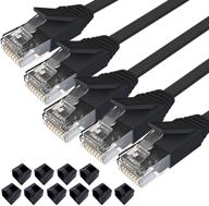 jaremite cat6 ethernet cable 3ft 5pack - high speed network internet lan cable for modem, router, ps4, xbox (black-3ft) logo