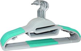 img 1 attached to 👕 Pack of 10 Signature Home ABS Hangers in Gray, Featuring Emerald Strips