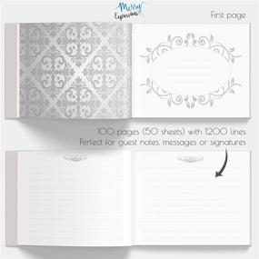 img 2 attached to 📔 Merry Expressions Black Guest Book & Pen – Elegant 9"x7" Hardcover 100 Page/50 Sheets – Silver Foil Gilded Edges for Wedding, Funeral, Memorial – Perfect for Guests & Visitors to Sign at Party, Baby or Bridal Shower