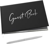 📔 merry expressions black guest book & pen – elegant 9"x7" hardcover 100 page/50 sheets – silver foil gilded edges for wedding, funeral, memorial – perfect for guests & visitors to sign at party, baby or bridal shower logo