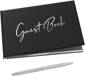 img 4 attached to 📔 Merry Expressions Black Guest Book & Pen – Elegant 9"x7" Hardcover 100 Page/50 Sheets – Silver Foil Gilded Edges for Wedding, Funeral, Memorial – Perfect for Guests & Visitors to Sign at Party, Baby or Bridal Shower