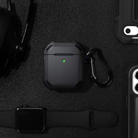 img 3 attached to Прочный и стильный чехол для Airpods Charlam для AirPod 2 и 1 с карабином, полнотелая защита в черном цвете