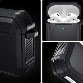 img 1 attached to Прочный и стильный чехол для Airpods Charlam для AirPod 2 и 1 с карабином, полнотелая защита в черном цвете