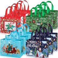 🎅 whaline 12 упаковок больших рождественских сумок | ручки, многоразовые подарочные сумки | сумки для покупок продуктов на праздничное рождество | 12,8" x 9,8 логотип