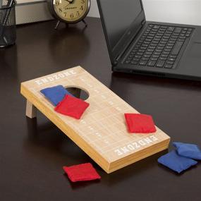 img 3 attached to 🏈 Tabletop Cornhole – Mini Travel Wood Beanbag Toss Skill Board Game with Football Field Design for Kids and Adults (Single Board) (12-HY2738) - Fun and Entertaining!