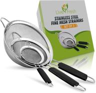 🔍 livefresh mesh strainer stainless set - premium fine stainless steel fine mesh strainers, colanders and sifters for quinoa & amaranth - non-slip handles - 3 sizes logo