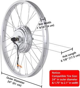 img 2 attached to 🚲 AW 24" Electric Bicycle Front Wheel Conversion Kit - Powerful 750W Motor, Fits 24" x 1.75" to 2.1" Tire, 36V Efficient E-bike Upgrade