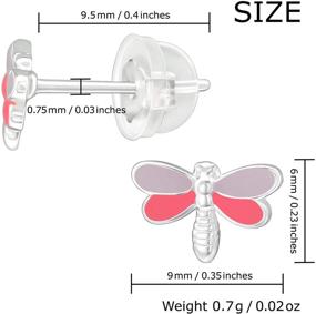 img 2 attached to AUBE JEWELRY Dragonfly Earrings: Hypoallergenic 925 Sterling Silver with Silicone Coated Push Backs - Perfect Birthday Gifts for Girls and Women