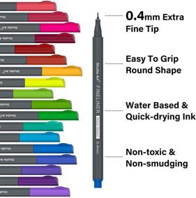 img 2 attached to 🖍️ Shuttle Art Fineliner Colored Pens: 100 Vibrant Colors, 0.4mm Fine Point - Comes with 8 Stencils, 2 Adult Coloring Books for Artistic Projects, Drawing, Coloring, Writing, and More!