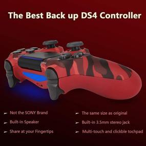 img 1 attached to 🎮 PEOPPARK PS-4 Wireless Bluetooth Gamepad Controller, Dual Vibration Touch Panel with Audio Function, Anti-Slip Grip for Plays 4/Pro/Slim/PC - Red Camouflage