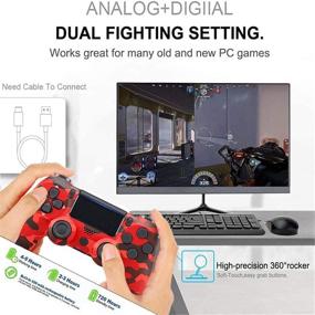 img 3 attached to 🎮 PEOPPARK PS-4 Wireless Bluetooth Gamepad Controller, Dual Vibration Touch Panel with Audio Function, Anti-Slip Grip for Plays 4/Pro/Slim/PC - Red Camouflage