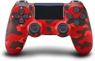 🎮 peoppark ps-4 wireless bluetooth gamepad controller, dual vibration touch panel with audio function, anti-slip grip for plays 4/pro/slim/pc - red camouflage logo