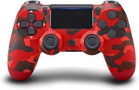 img 4 attached to 🎮 PEOPPARK PS-4 Wireless Bluetooth Gamepad Controller, Dual Vibration Touch Panel with Audio Function, Anti-Slip Grip for Plays 4/Pro/Slim/PC - Red Camouflage