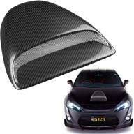 🏎️ mega racer carbon fiber automotive hood scoops - jdm racing style front decorative air vents for cars with aero dynamic air flow exterior intake cover - universal fit, 3m tape adhesive, car wash safe logo