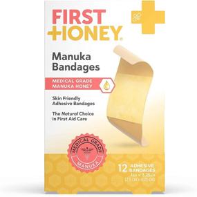 img 1 attached to 🍯 First Honey Manuka Honey Adhesive Bandages: Latex Free, Antibiotic Free Wound Dressing, Medical Grade Honey Pads for First Aid Care of Burns, Cuts, Scrapes, Wounds, Lacerations - 12 Pack