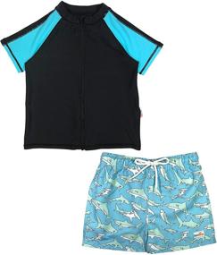 img 3 attached to 👕 Ultimate Protection with SwimZip Short Sleeve Guard Trunks for Boys: The Perfect Swimwear