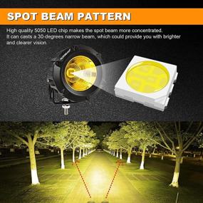 img 2 attached to 🌟 Auxbeam 3.5 Inch LED Pod: Golden Yellow Spot Offroad Light for Wrangler, Truck, SUV - 2 Pcs