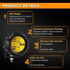 img 1 attached to 🌟 Auxbeam 3.5 Inch LED Pod: Golden Yellow Spot Offroad Light for Wrangler, Truck, SUV - 2 Pcs