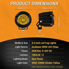 img 3 attached to 🌟 Auxbeam 3.5 Inch LED Pod: Golden Yellow Spot Offroad Light for Wrangler, Truck, SUV - 2 Pcs