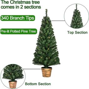 img 3 attached to 🎄 YEMODO 4-Foot Pre-lit Artificial Christmas Tree with Potted Pine Design - Home, Office, Party Decor, Christmas Decoration - Easy Assembly, Warm White LED Lights Included, Green