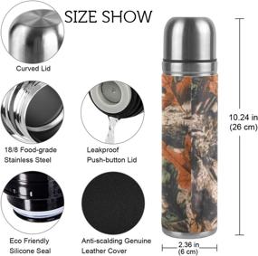 img 3 attached to 🦄 ALAZA Stainless Steel Water Bottle Unicorn Alpaca Fox - Leak-Proof Insulated Travel Coffee Mug with Genuine Leather Cover - 17 Oz