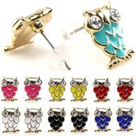 🦉 cute cartoon owl stud earrings for girls: jewelrieshop 7 pairs of adorable designs logo