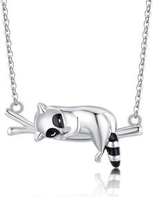 img 4 attached to 🦝 Cute Raccoon Necklace for Women Girls - 925 Sterling Silver Pendant