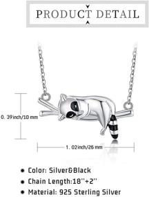 img 3 attached to 🦝 Cute Raccoon Necklace for Women Girls - 925 Sterling Silver Pendant