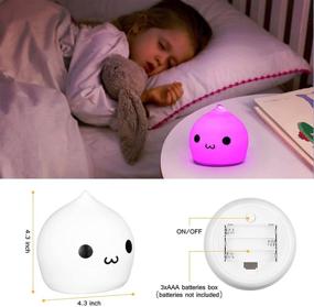 img 1 attached to 🌟 Litake Cute Night Light: Silicone Tap Light for Kids, Battery-Operated Bedroom Night Lights - Perfect Christmas & Birthday Gifts with Warm White/Single Color/7 Color Breathing Modes