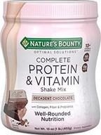 набор оптимальных решений nature's bounty complete protein & vitamin shake mix - содержит витамин с для укрепления иммунитета - обильный шоколадный вкус - 1 фунт логотип