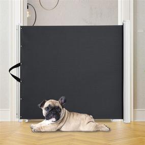 img 3 attached to 🐾 PawHut Retractable Mesh Pet Safety Barrier Gate: Versatile and Easy-to-Use Dog Gate for Stairways, Doorways, and Hallways - 45'' x 32''