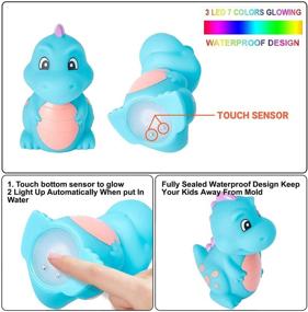 img 2 attached to Dinosaur Bath Toys for Toddler 1-3 Boy - Light Up Bath Toys 8 Pack for Kids Infants - Ideal Bathtub Toy for Birthday, Christmas, Child Preschool - Bathroom Shower Games, Swimming Pool Party - Glow in the Dark Toy
