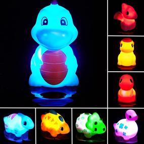 img 4 attached to Dinosaur Bath Toys for Toddler 1-3 Boy - Light Up Bath Toys 8 Pack for Kids Infants - Ideal Bathtub Toy for Birthday, Christmas, Child Preschool - Bathroom Shower Games, Swimming Pool Party - Glow in the Dark Toy