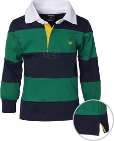 img 2 attached to Sportoli Boys Long Sleeve Polo Rugby Shirt with Wide Striped Cotton Design